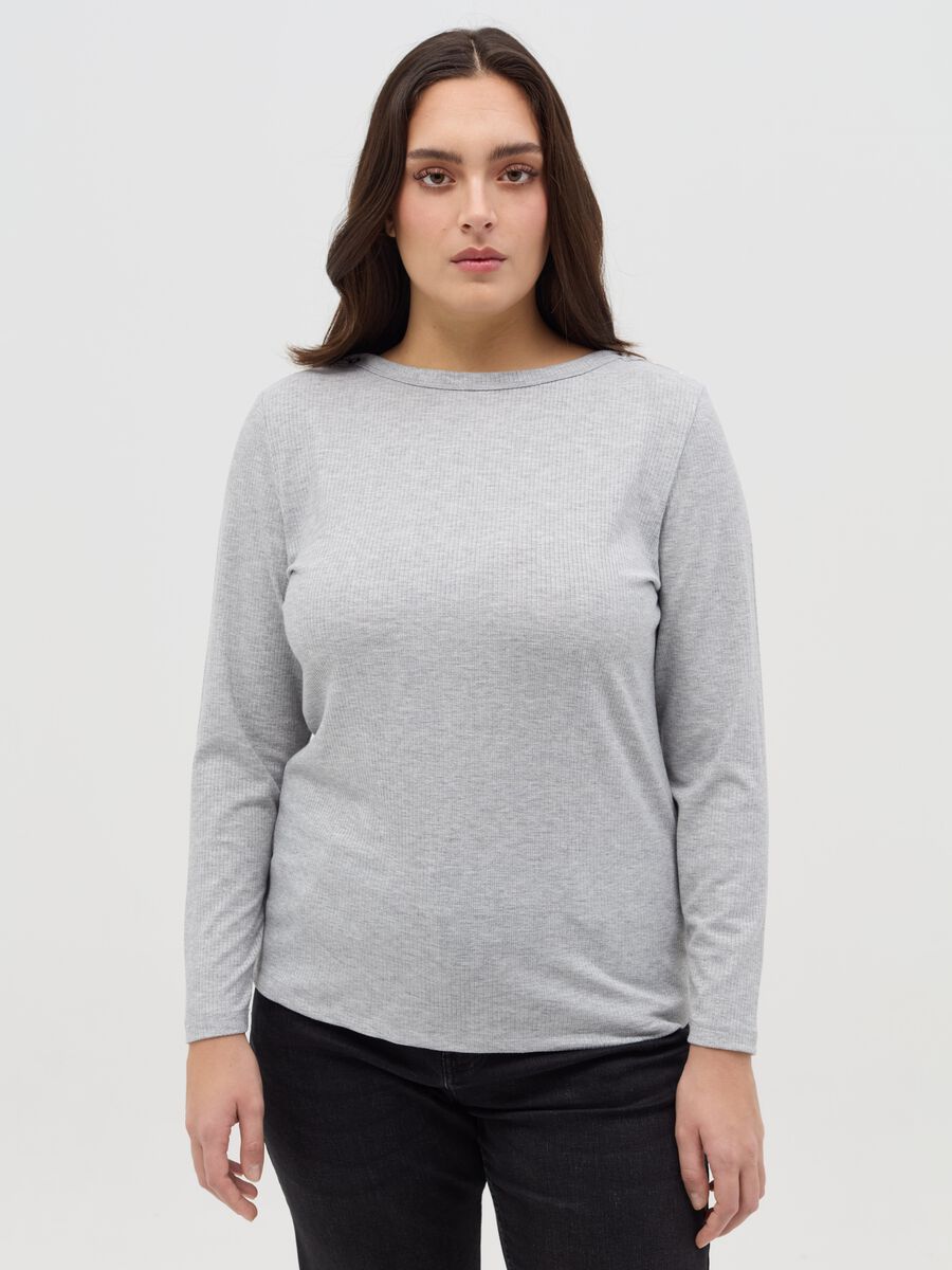 Curvy ribbed T-shirt in lurex_0