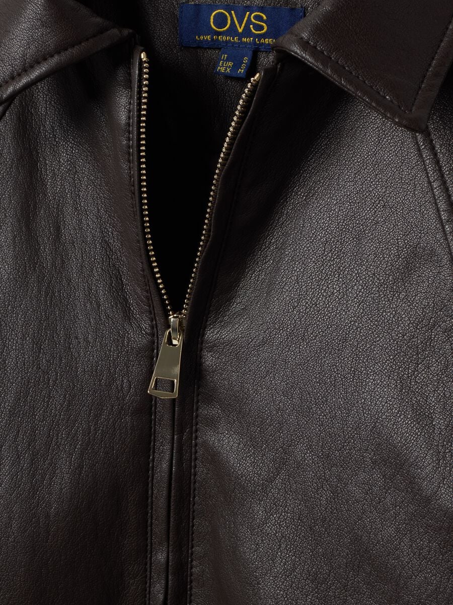 Brown padded viscose-blend jacket with zip and oversized fit_1