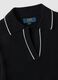 Black viscose blend slim fit polo with contrast stitching_5