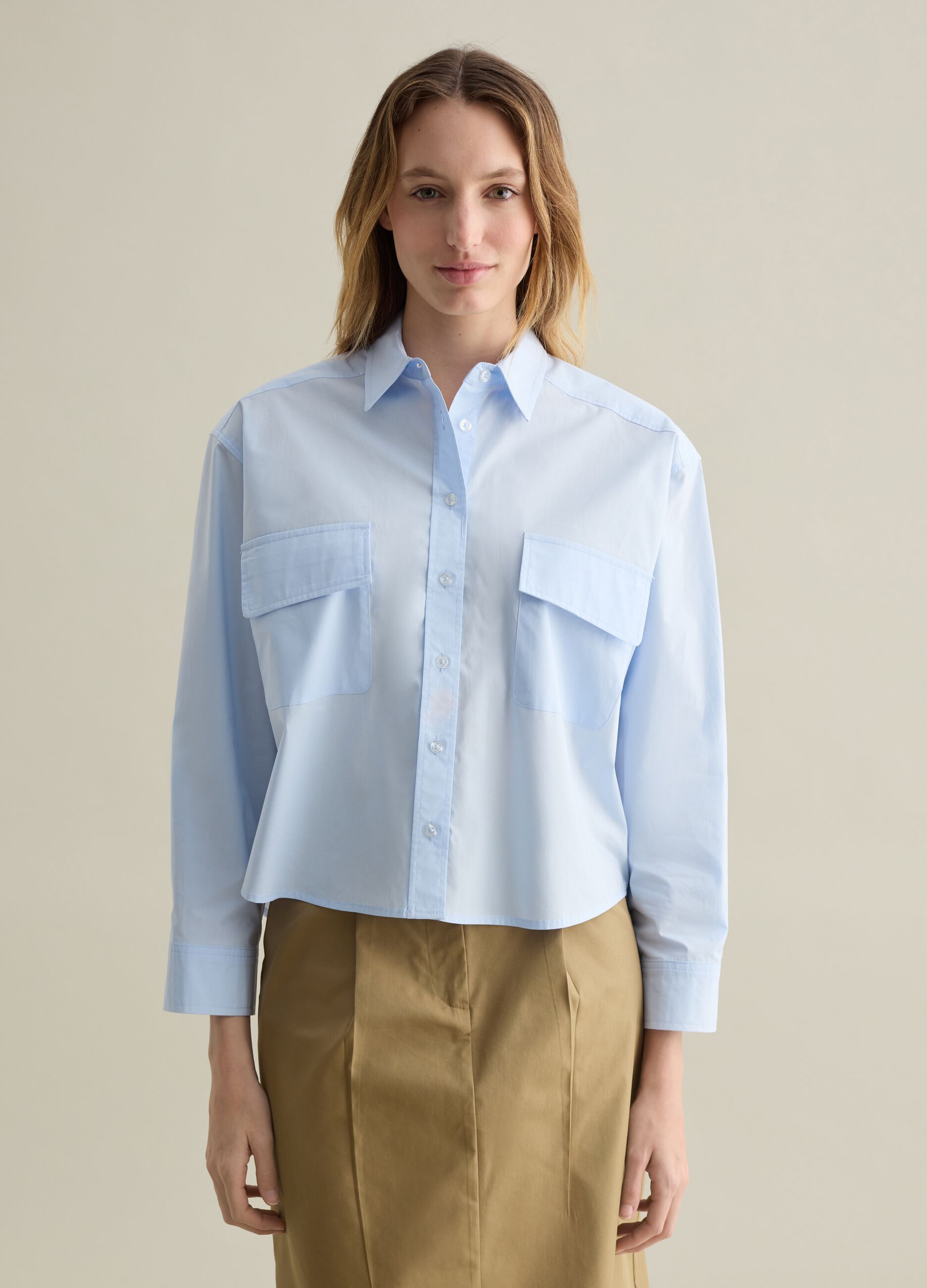 Poplin shirt with pockets