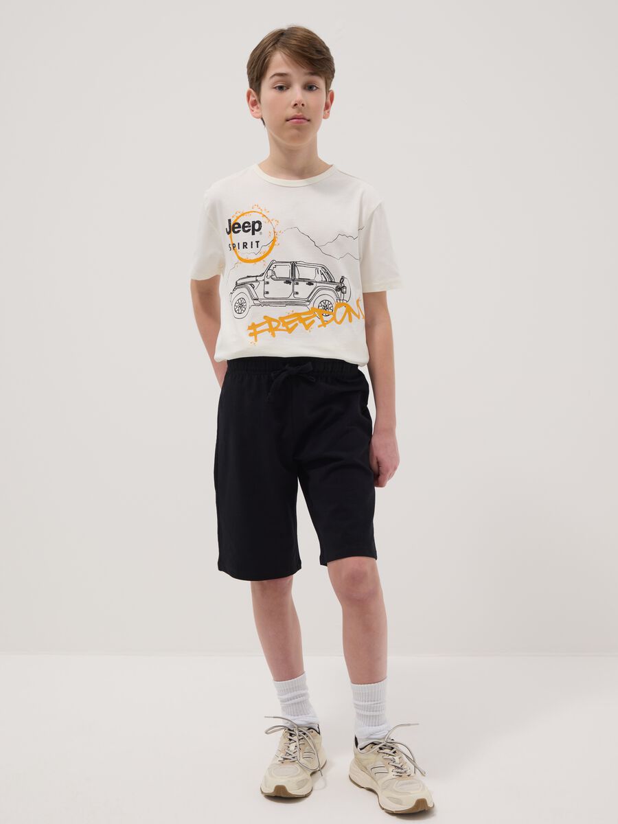 Boy's black pure cotton shorts with regular fit_0