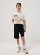Boy's black pure cotton shorts with regular fit_0