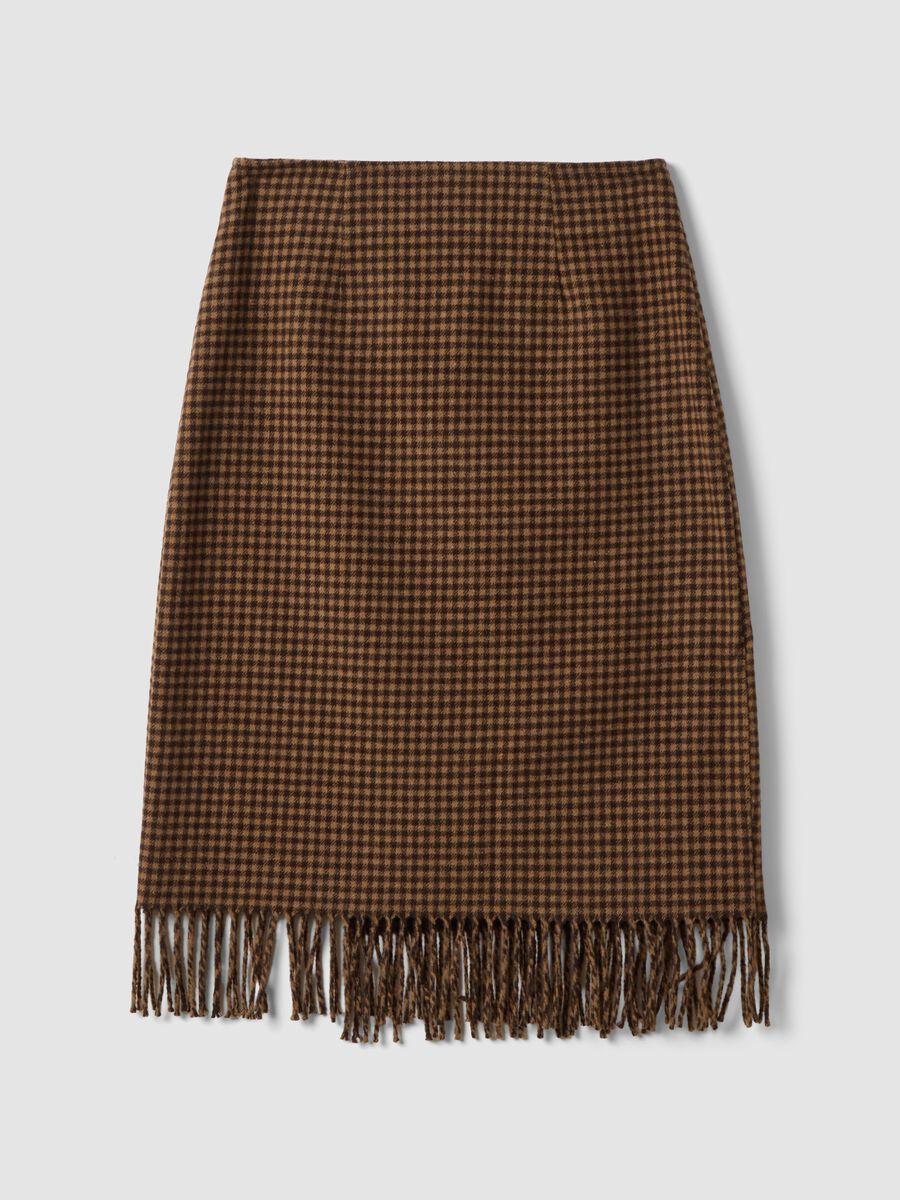 Brown and black wool-viscose blend skirt_6