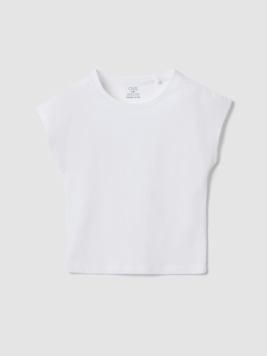 Girls' White Stretch Cotton Slim Fit T-shirt_3