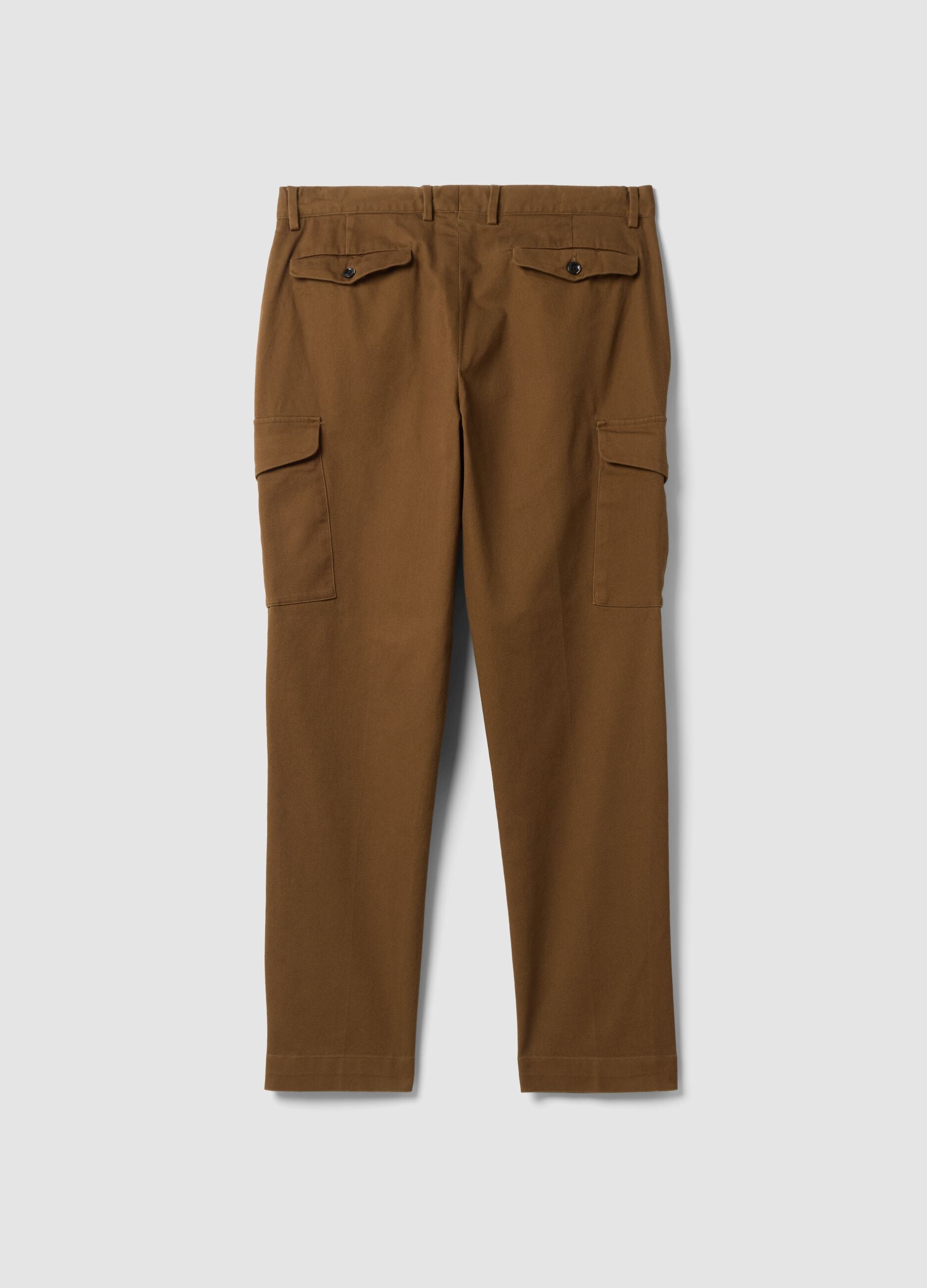 Brown comfort-fit stretch cotton twill cargo trousers