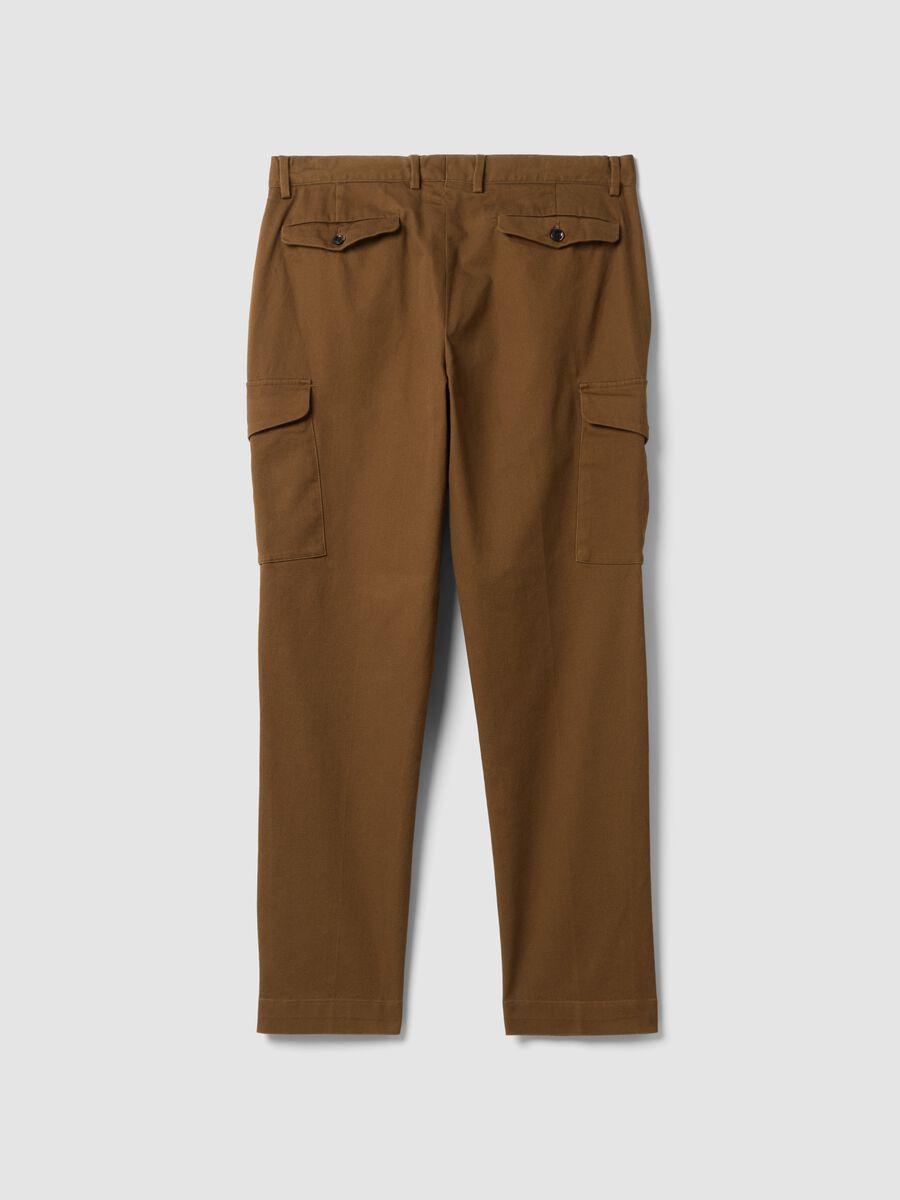 Pantaloni marroni cargo in twill di cotone elasticizzato comfort fit_2