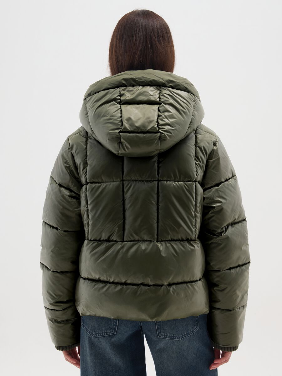 Piumino The Iconic Puffer verde con cappuccio_2