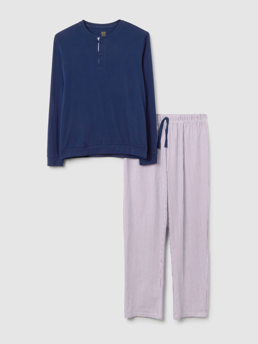 Pigiama lungo a righe multicolor in puro cotone regular fit_4