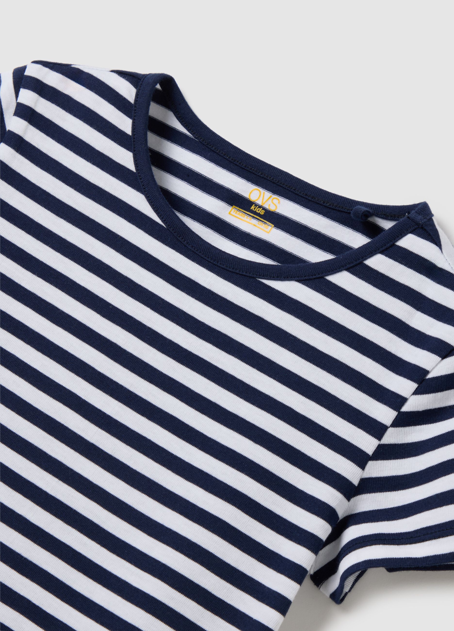 OVS Kids White and Blue Striped Cotton Dress