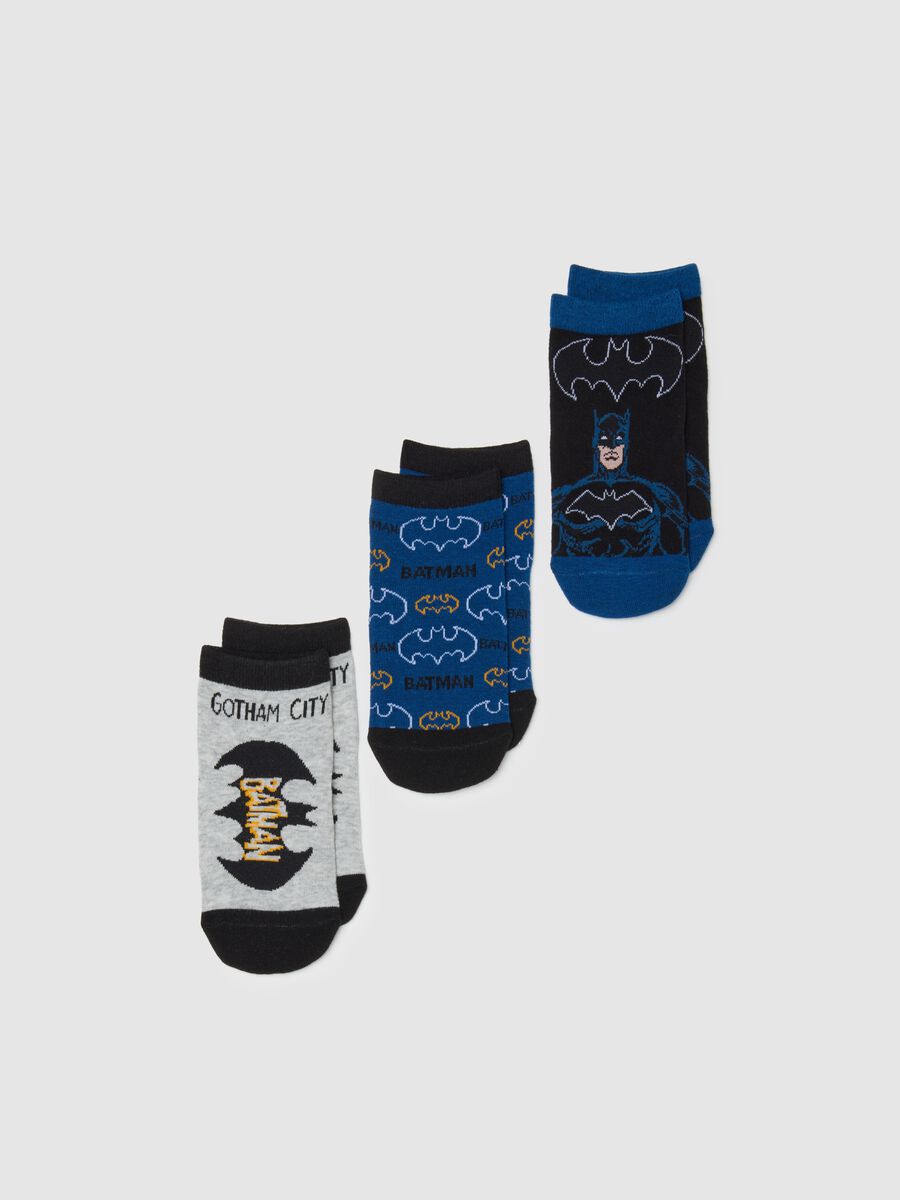 Tripack di calzini da ragazzo in misto cotone multicolor con stampa Batman_0