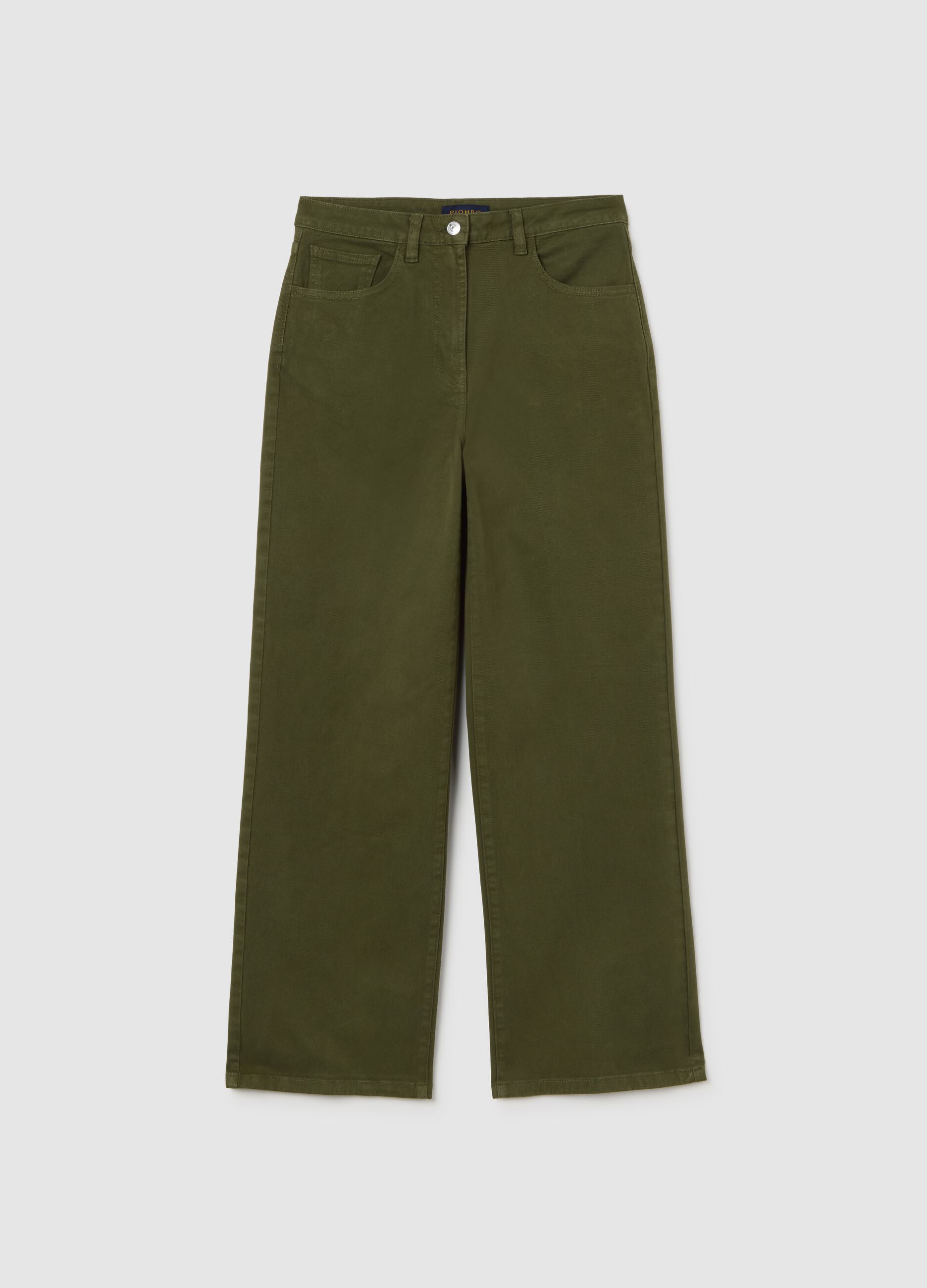 Straight Green Trousers in Stretch Cotton