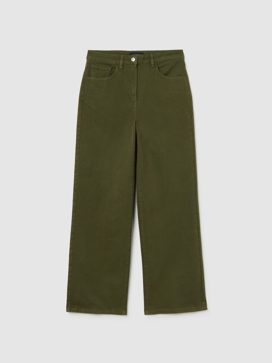 Straight Green Trousers in Stretch Cotton_0