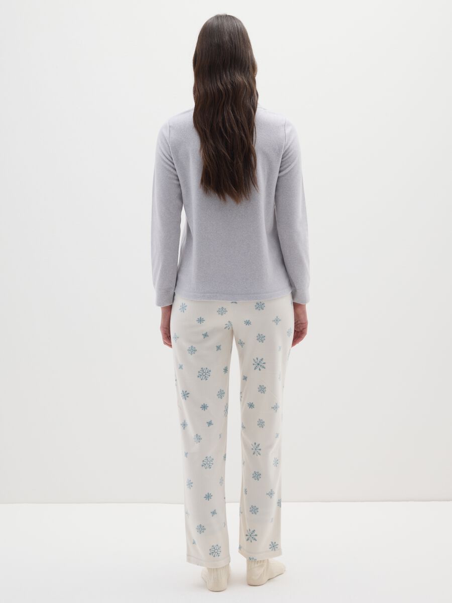Multicolour fleece blend regular fit pyjamas_2