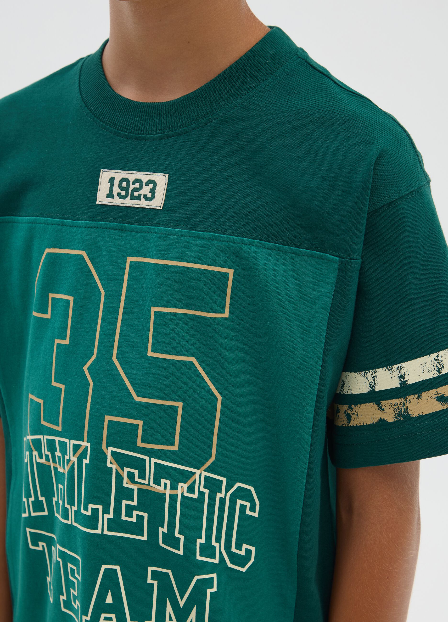 Boys' pure cotton green regular fit T-shirt