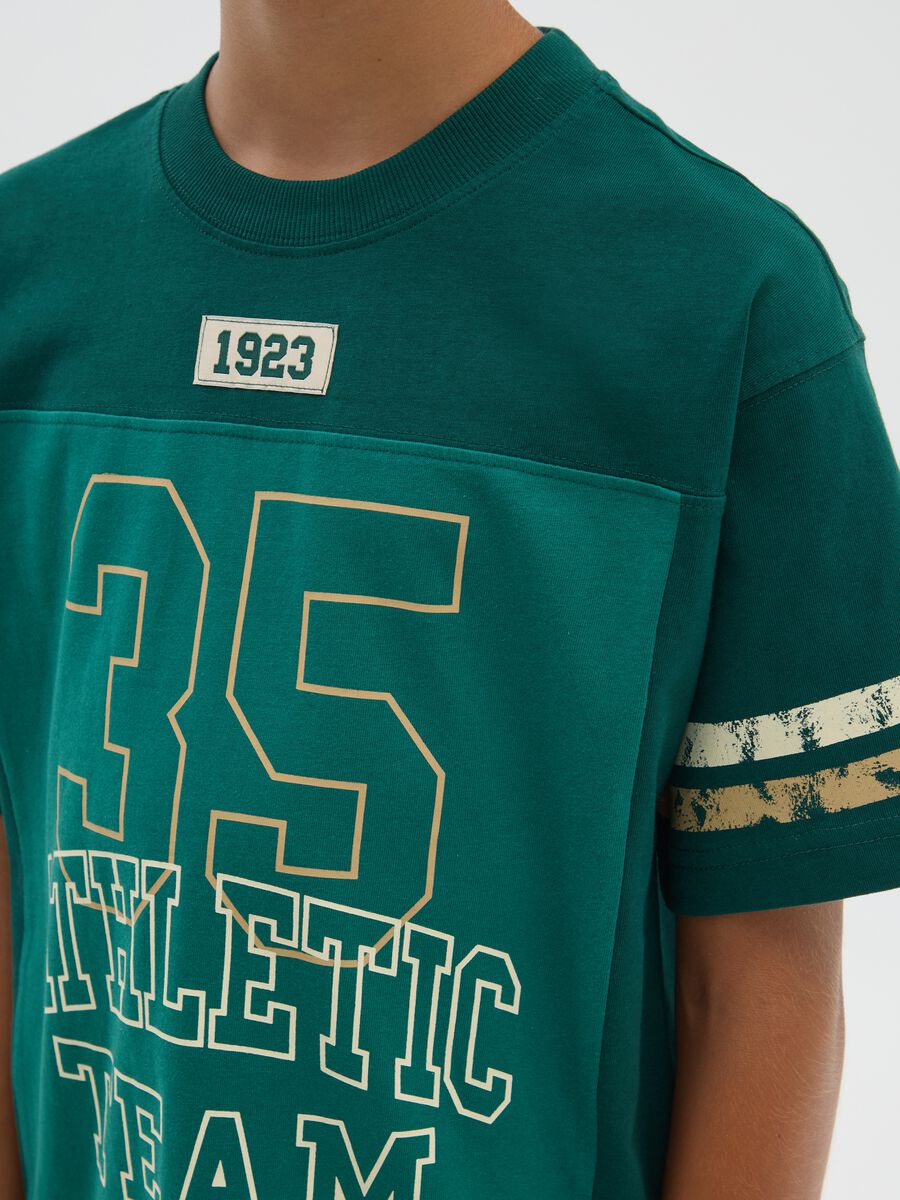 Boys' pure cotton green regular fit T-shirt_2