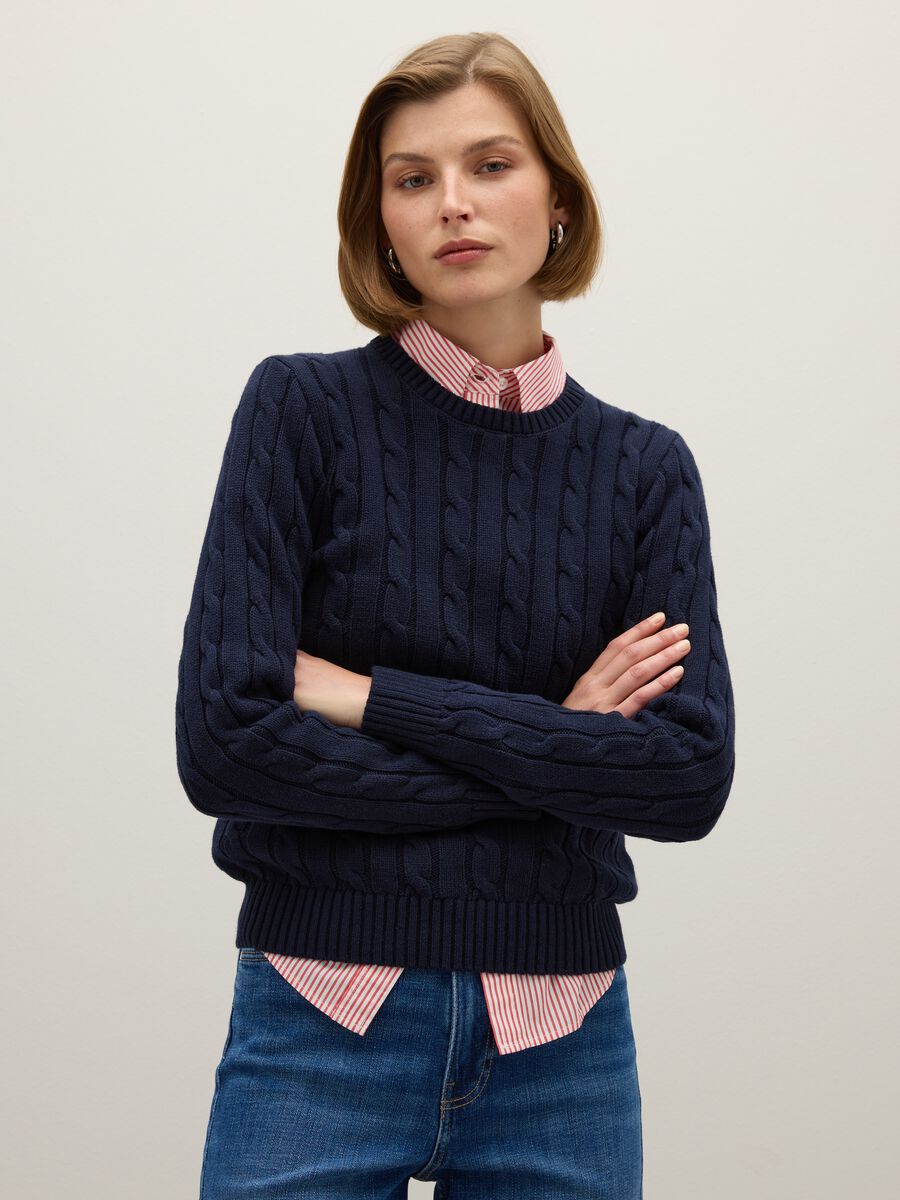 Maglione in puro cotone blu regular fit_0
