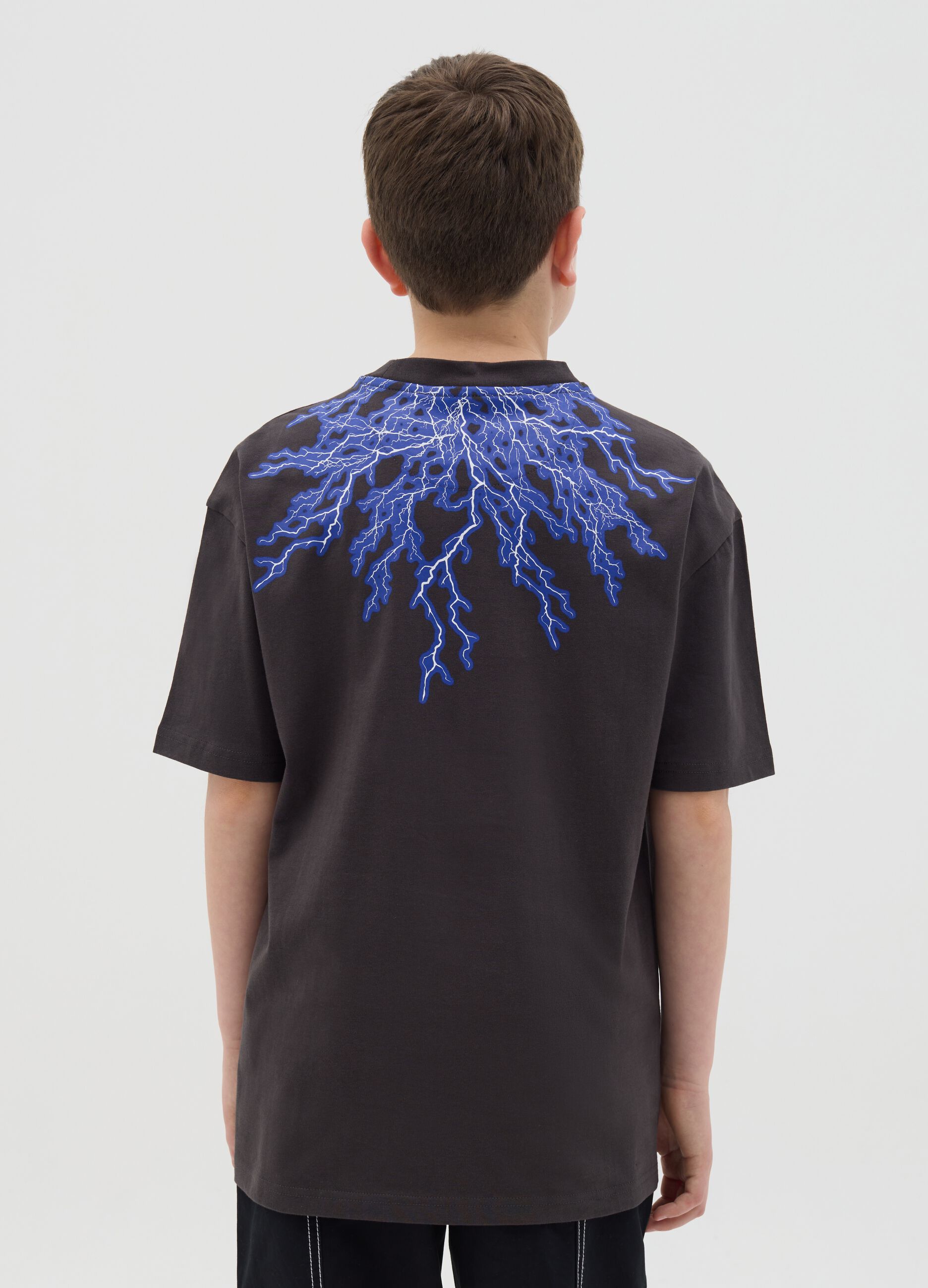 Cotton T-shirt with "Crush" lightning print