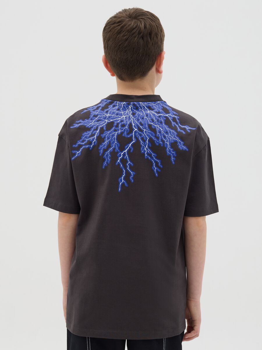 T-shirt in cotone con stampa fulmini "Crush"_2