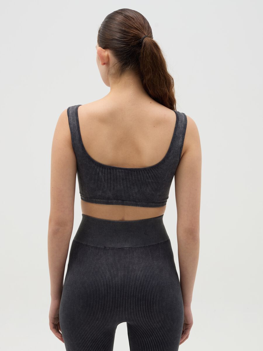 Grey ribbed crop sports top_2
