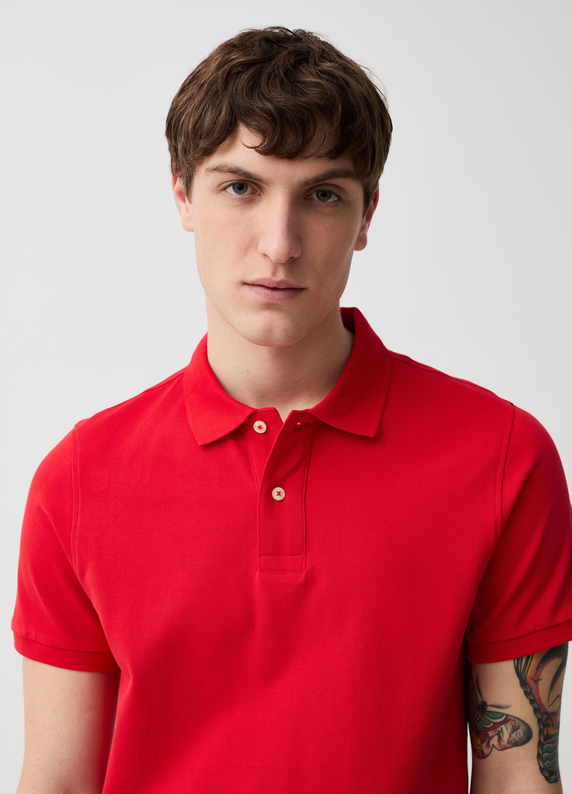 Organic cotton pique polo shirt