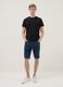 Slim Fit Blue Denim Cotton Blend Shorts_0