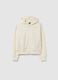 Girls' white hoodie in pure cotton regular fit with hood and zip_0
