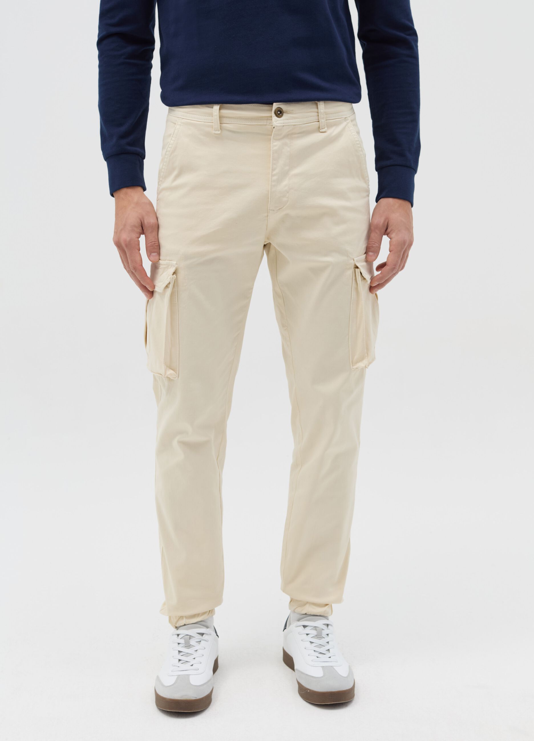 Stretch cotton cargo trousers