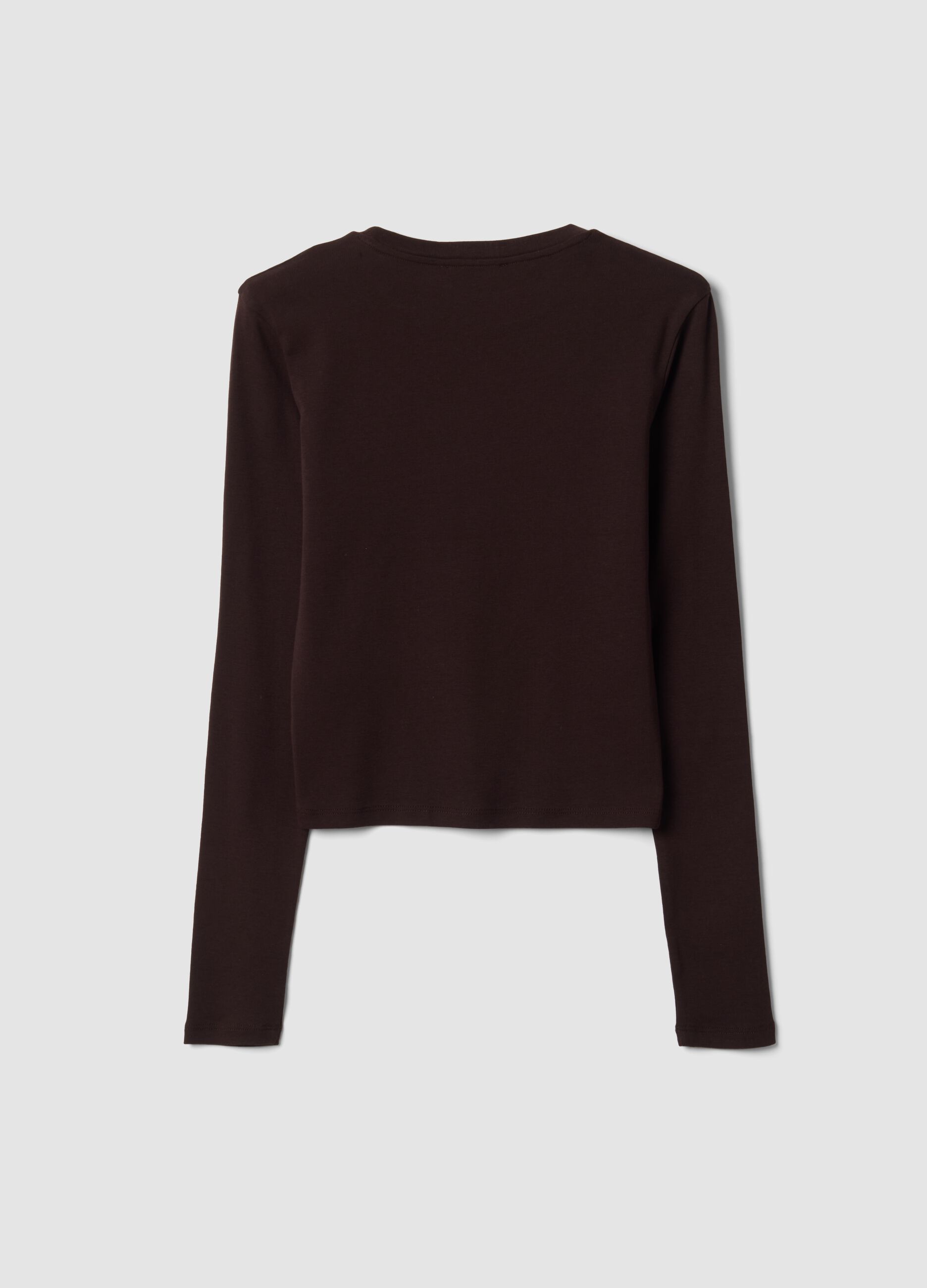 Brown pure cotton T-shirt with chest lettering