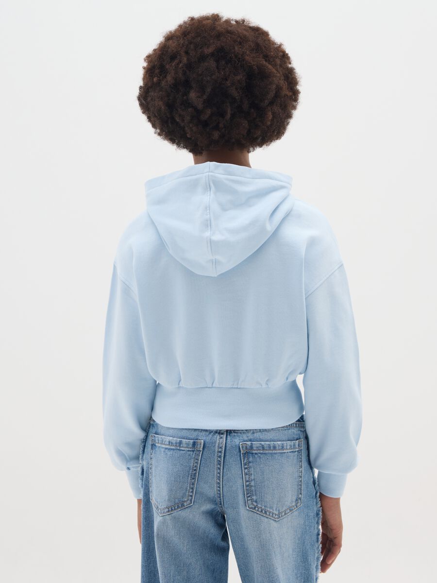 Felpa corta azzurra da ragazza in puro cotone regular fit_1