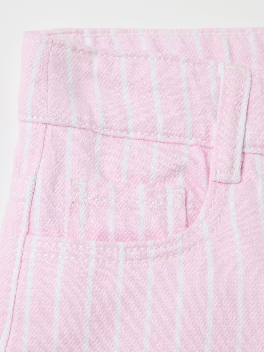 Girls' Cotton Striped Pink Shorts_3
