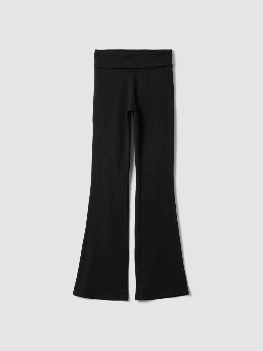 Girls&rsquo; black flared leggings in stretchy organic cotton_0
