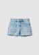 Light blue stretch denim cotton shorts for girls_3