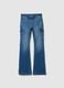 Girls' regular fit stretchy blue cotton flare trousers_3