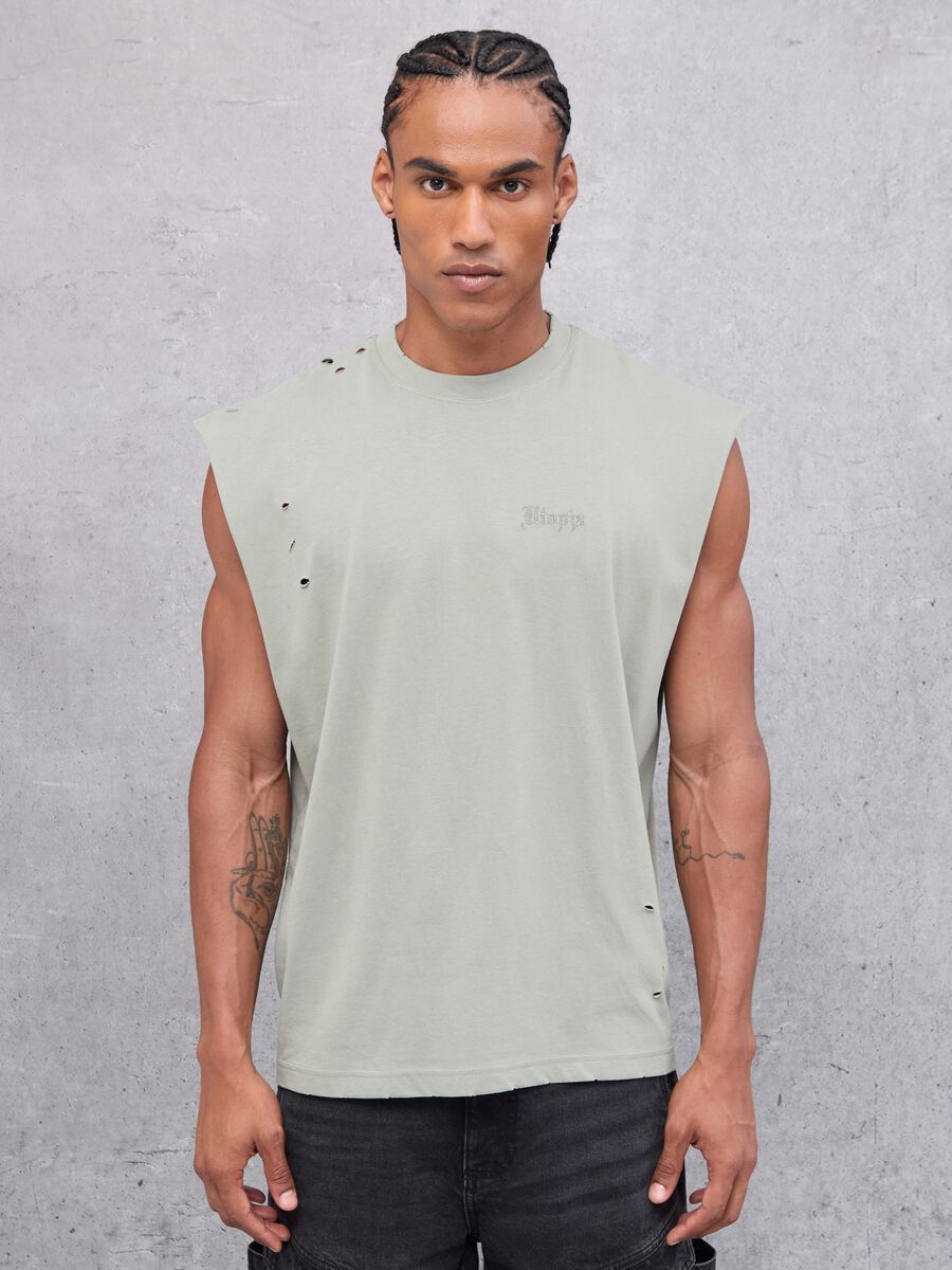 Distressed Tank Top Military Green_1