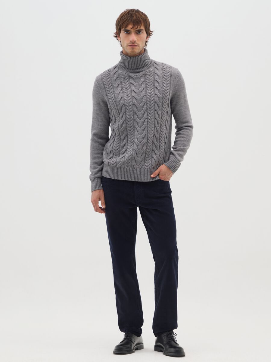 Grey turtleneck regular fit with jacquard pattern_1