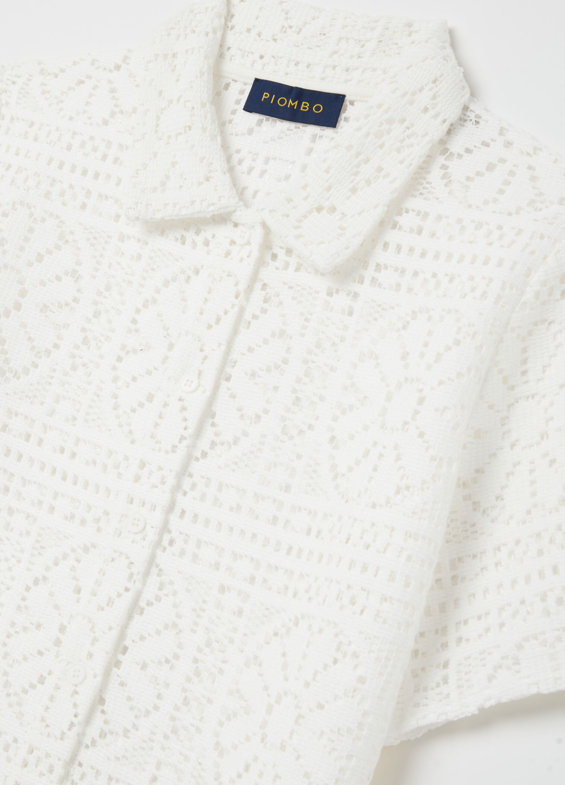White polo shirt in lace