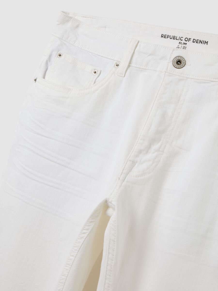 Men's Slim Fit White Denim Jeans_5