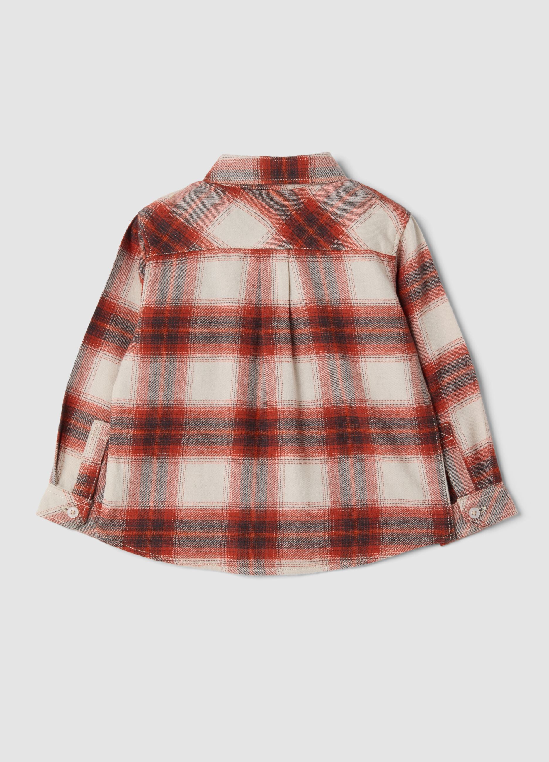 Camicia marrone e rossa a quadri in puro cotone