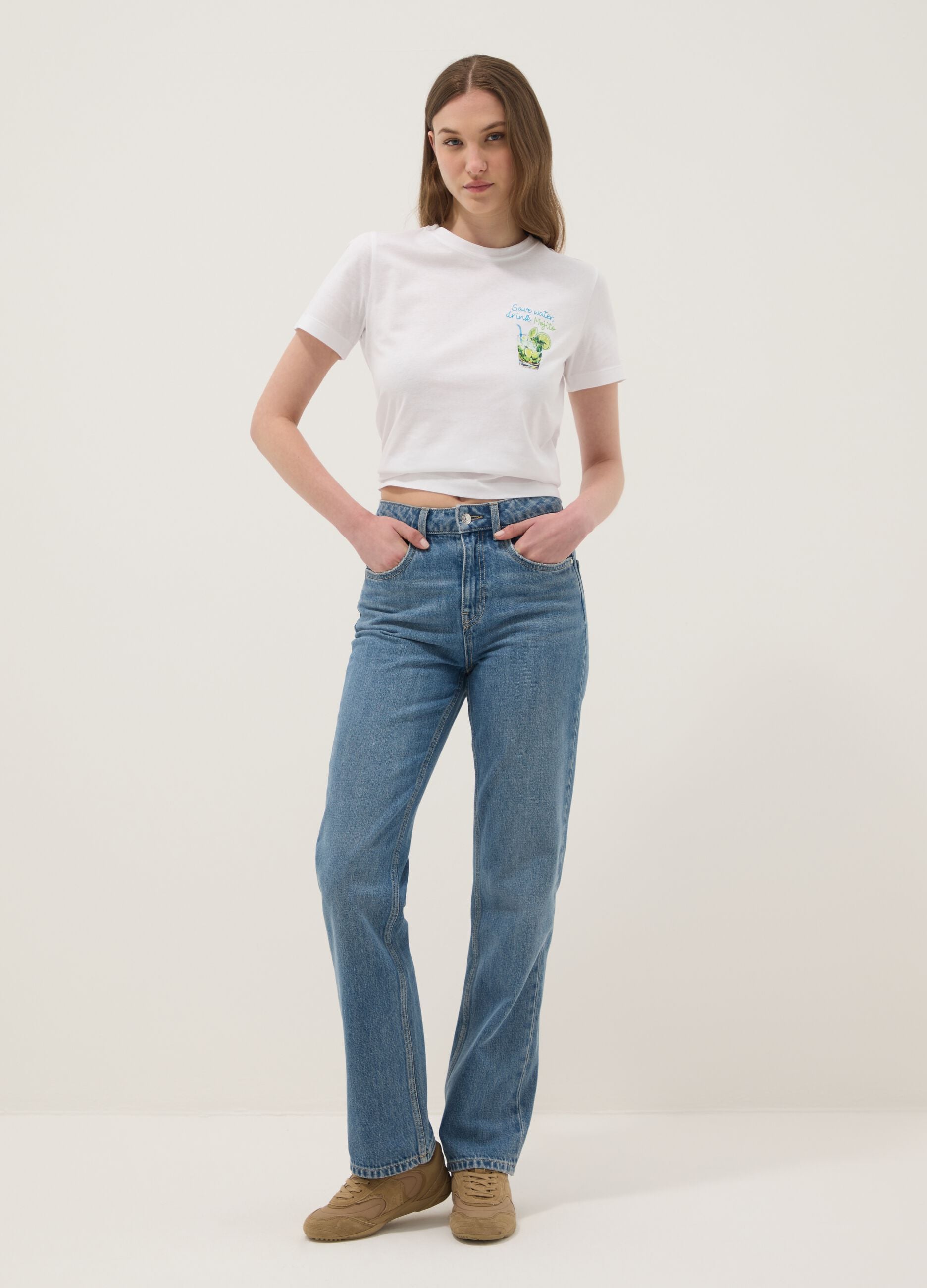 White pure cotton short-sleeve T-shirt