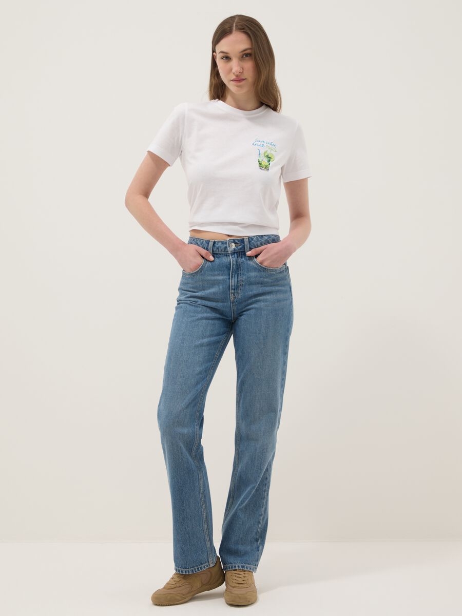 T-shirt bianca in puro cotone a maniche corte_1