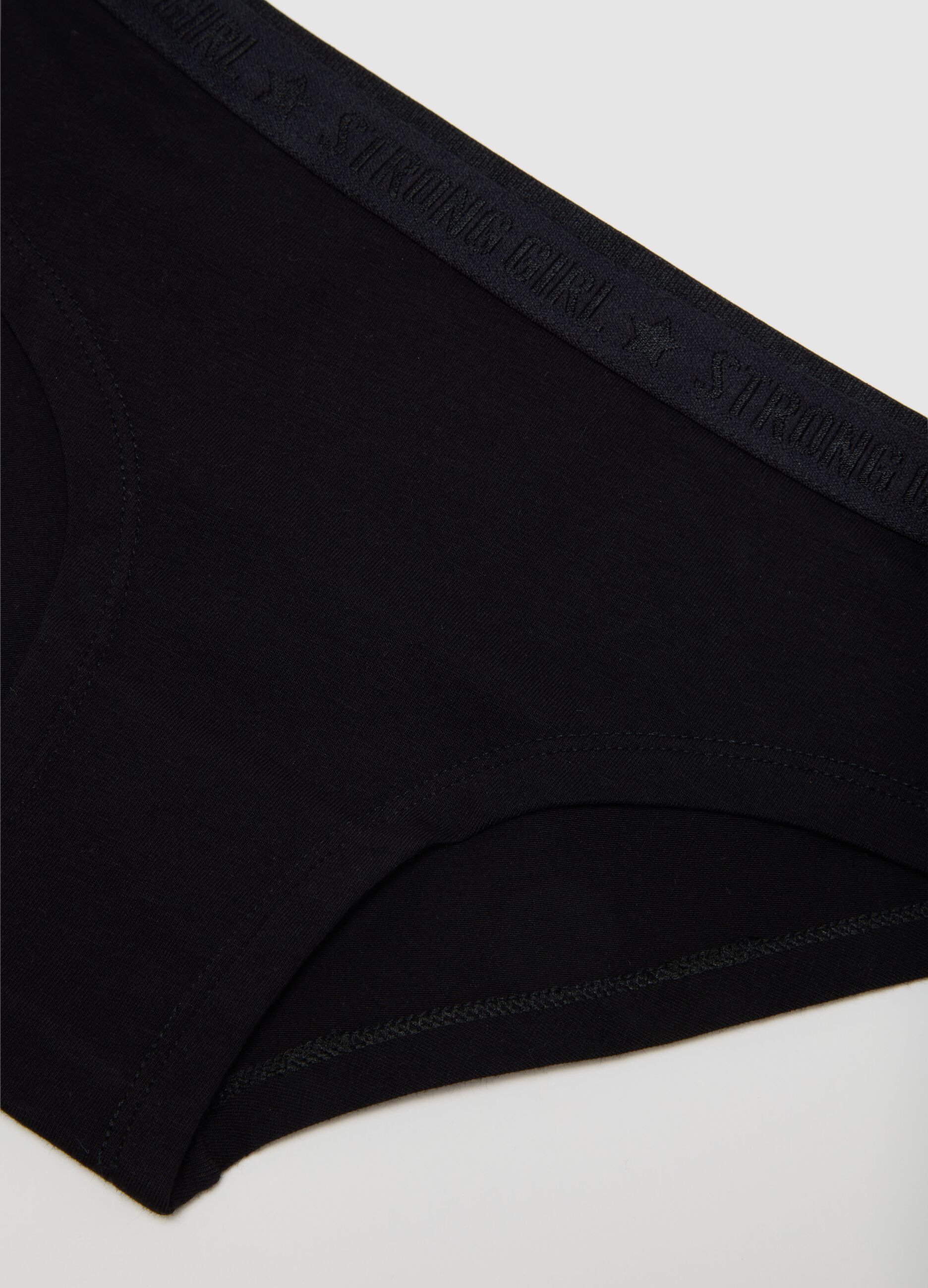 Girls' black cotton knickers regular fit