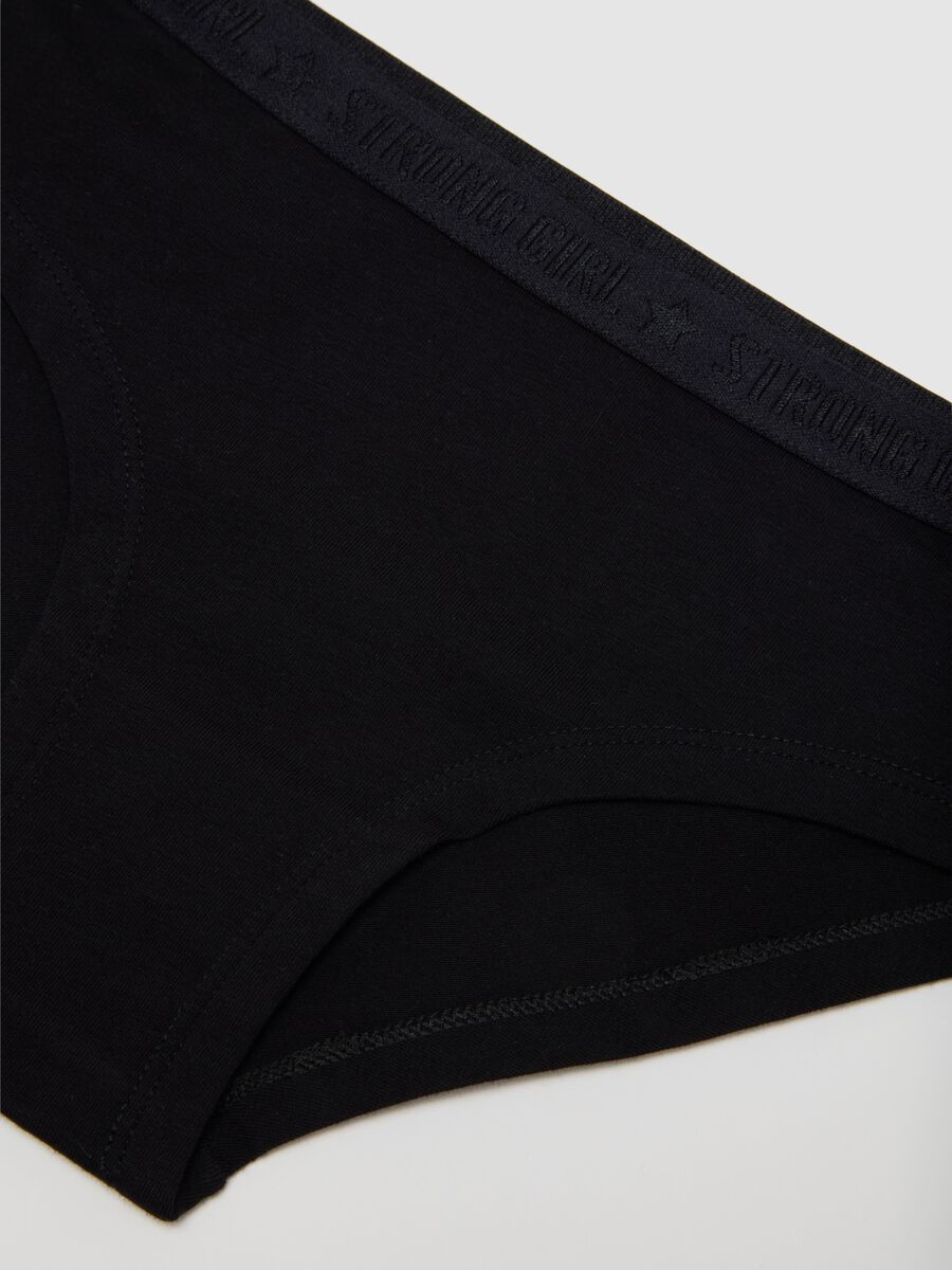 Girls' black cotton knickers regular fit_2