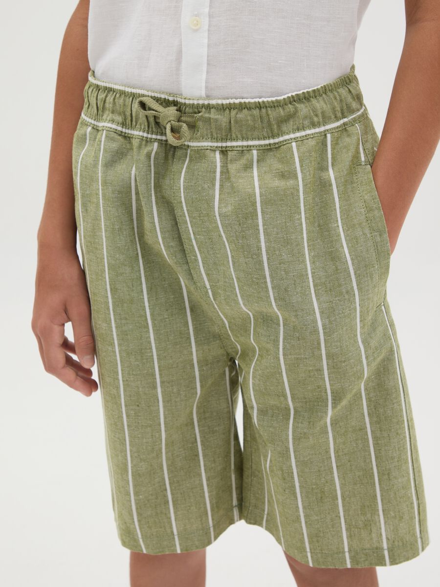 Boys' multicolour regular fit cotton and linen blend shorts with drawstring_2