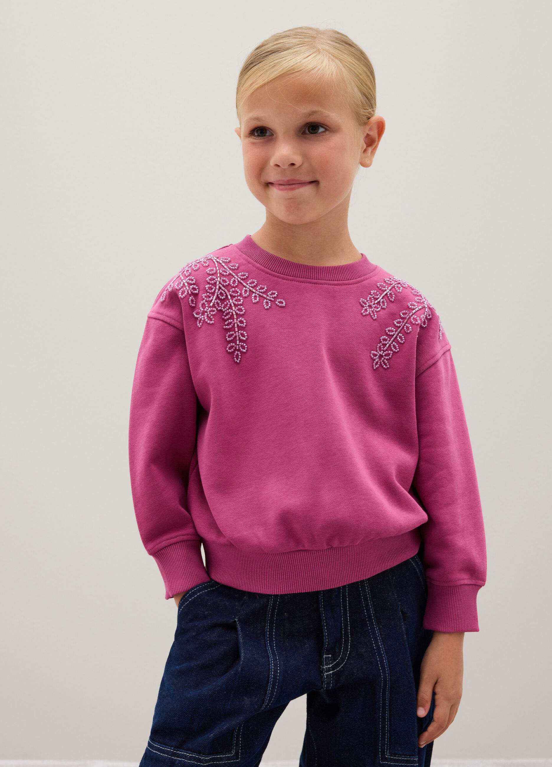 Felpa da bambina in misto cotone multicolor oversize