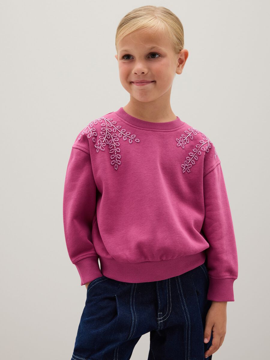 Felpa da bambina in misto cotone multicolor oversize_0