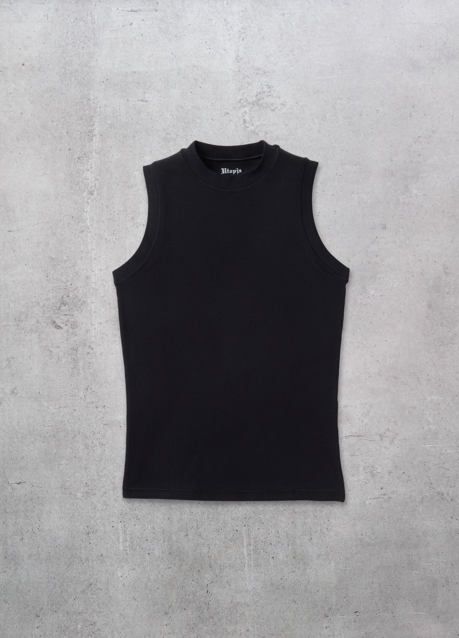 Black Mock Neck Tank Top