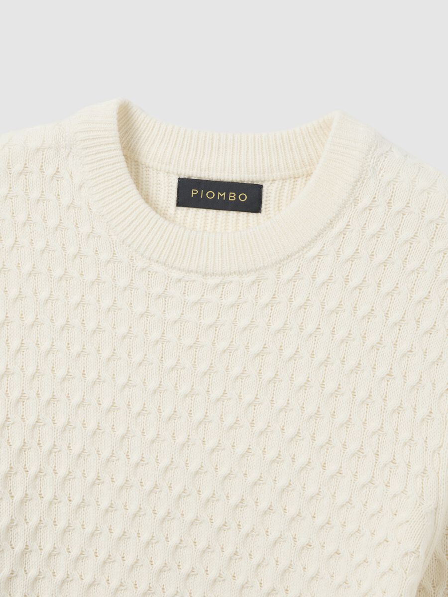 White cotton blend regular fit jumper_5