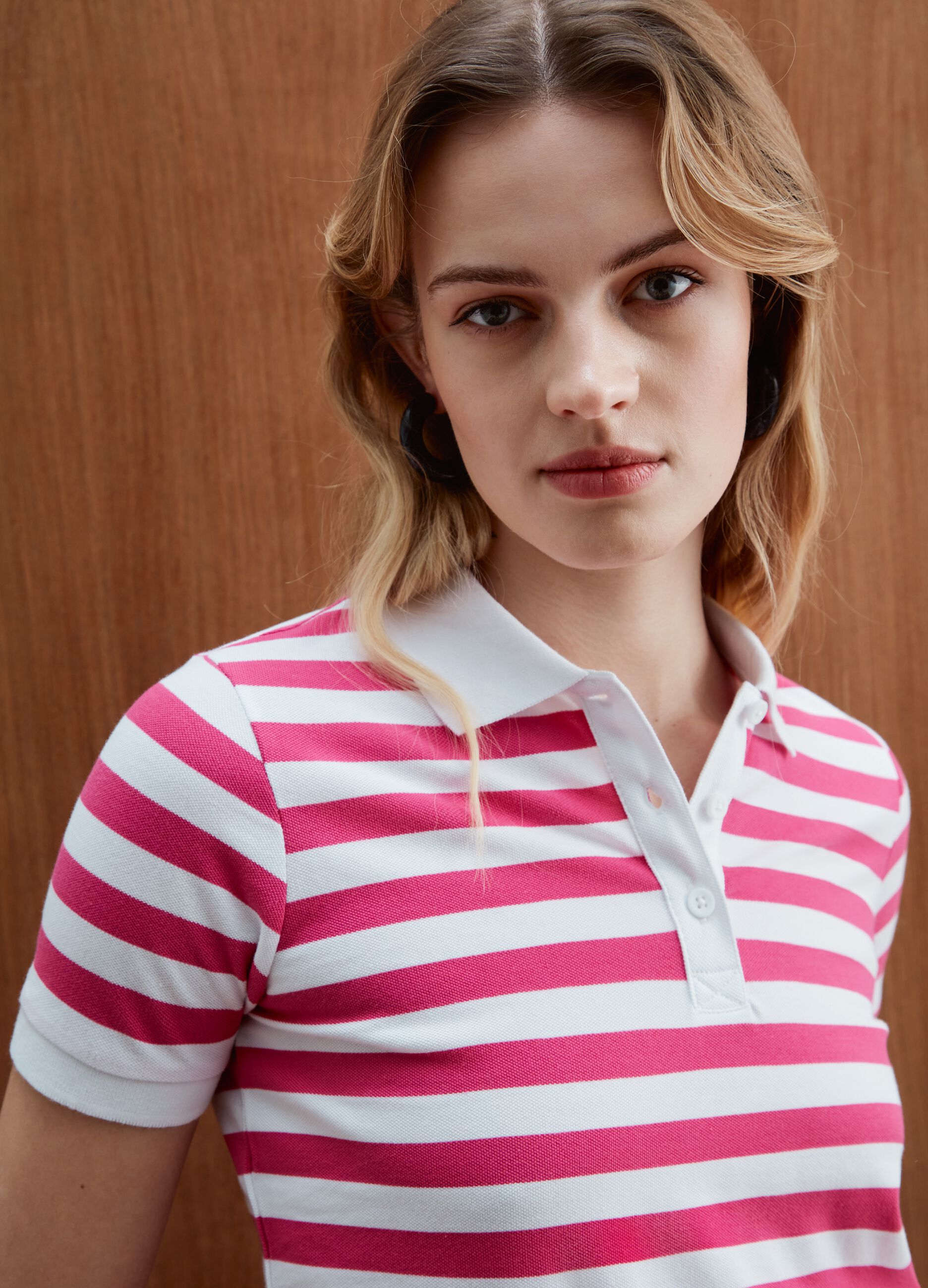 Striped pique polo shirt