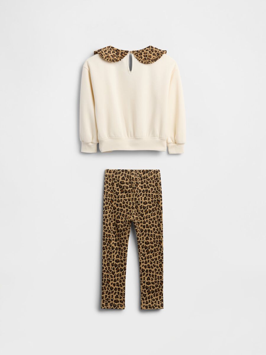White and Brown Set with Leopard Print for Girls_2