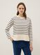 Maglia bianca a righe blu in cotone elasticizzato regular fit_0